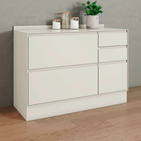 Balcão com Tampo 1 Porta 4 Gaveta 120cm Fineze Henn — Henn