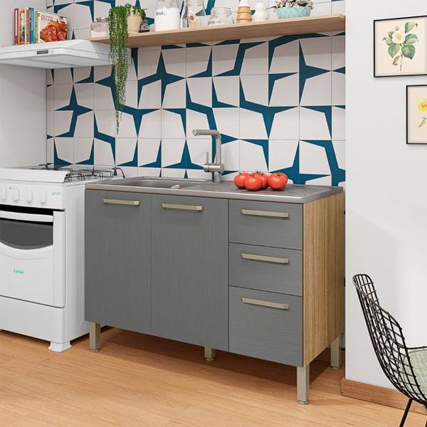 Balcão sem Tampo 3 Portas 2 Gavetas 120cm Versalhes Kit's Paraná — Kit's Paraná