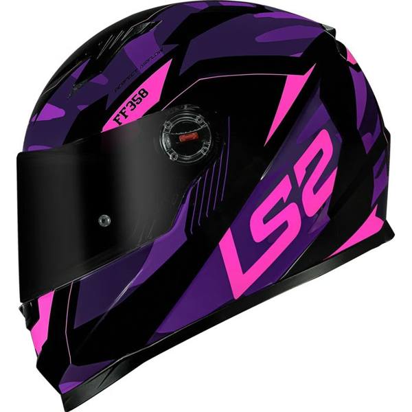 Capacete Integral LS2 FF358 Tank Roxo com Grafismo Camuflado Urbano — Sem marca