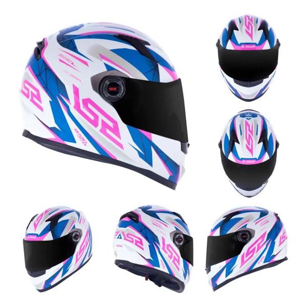 CAPACETE LS2 FF358 DRAZE BRANCO ROSA E AZUL — Sem marca