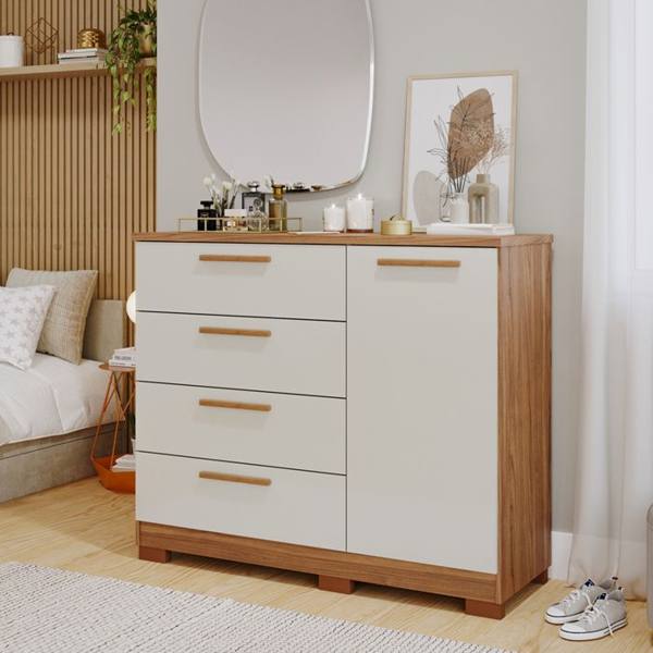 Cômoda 1 Porta 4 Gavetas MDF Malu Panan — Panan