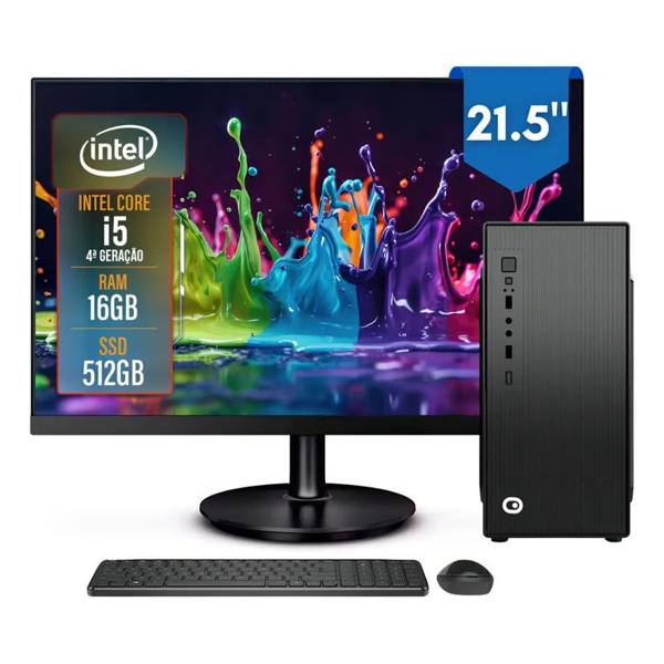 Computador Completo 2Eletro Top Intel Core i5, 16GB RAM, SSD 512GB, , Monitor 21.5 Full HD - CD2E-0123TO — Sem marca