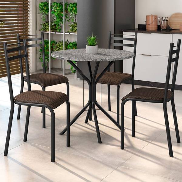 Conjunto de Mesa 4 Cadeiras Tampo Granito Lyon Fabone — Fabone