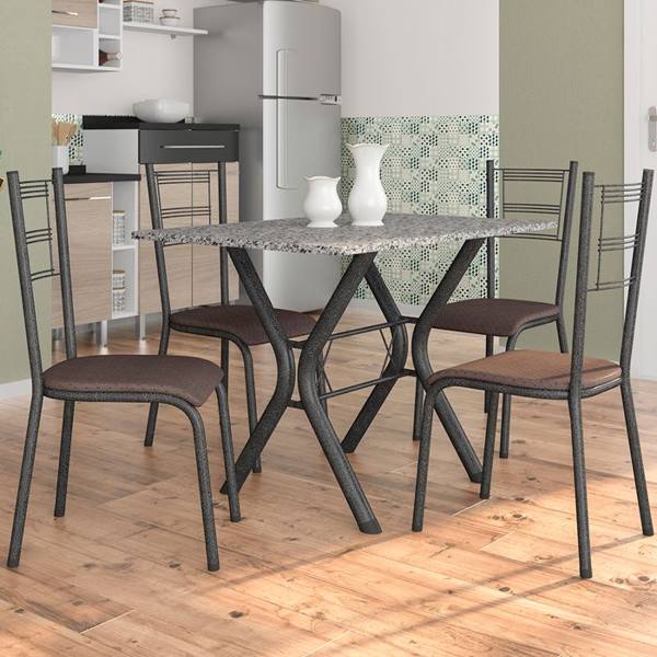 Conjunto de Mesa 4 Cadeiras Tampo Granito Santiago Fabone — Fabone