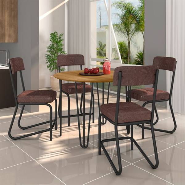 Conjunto de Mesa 4 Cadeiras Tampo MDF com Assento Estofado Versalhes Fabone — Fabone