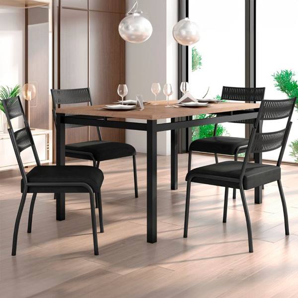 Conjunto de Mesa 4 Cadeiras Tampo MDP BP Valencia Fabone — Fabone