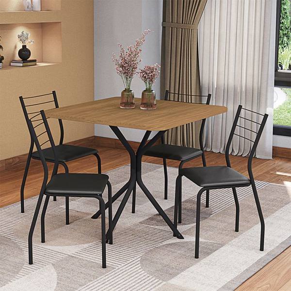 Conjunto de Mesa 4 Cadeiras Tampo MDP com Assento Estofado Creta Kappesberg — Kappesberg