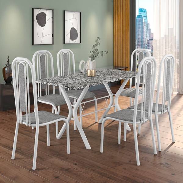 Conjunto de Mesa 6 Cadeiras Tampo Granito Athenas Fabone — Fabone