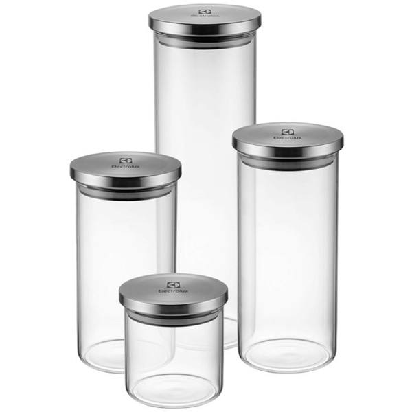 Conjunto de Potes Herméticos 4 Peças em Vidro com Tampa Inox Electrolux — Electrolux