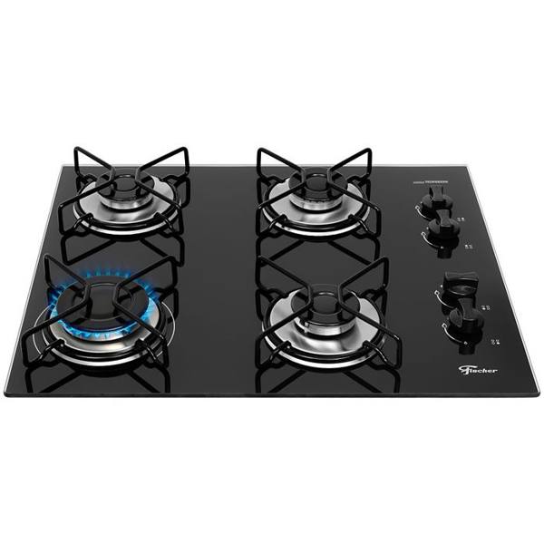 Cooktop a Gás Fischer Fit Line 4 Bocas Superautomático Mesa de Vidro — Fischer