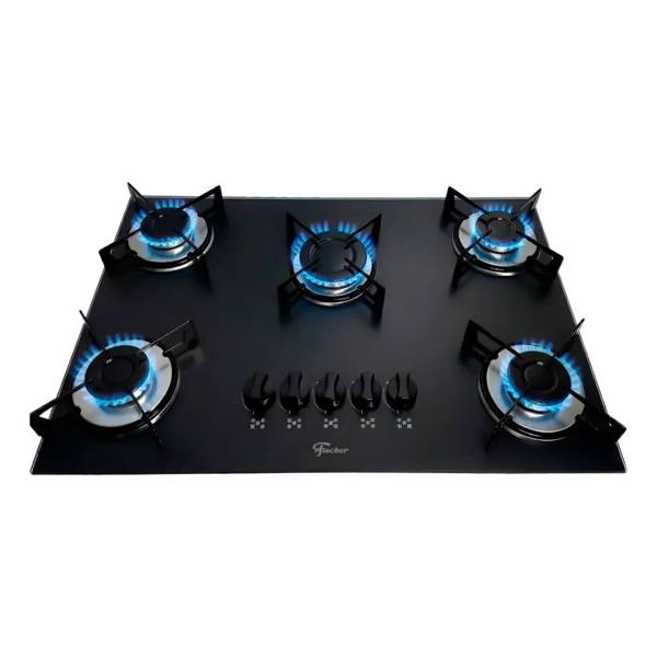 Cooktop Fischer 5 Bocas Vidro Acendimento Rápido Gás — Fischer