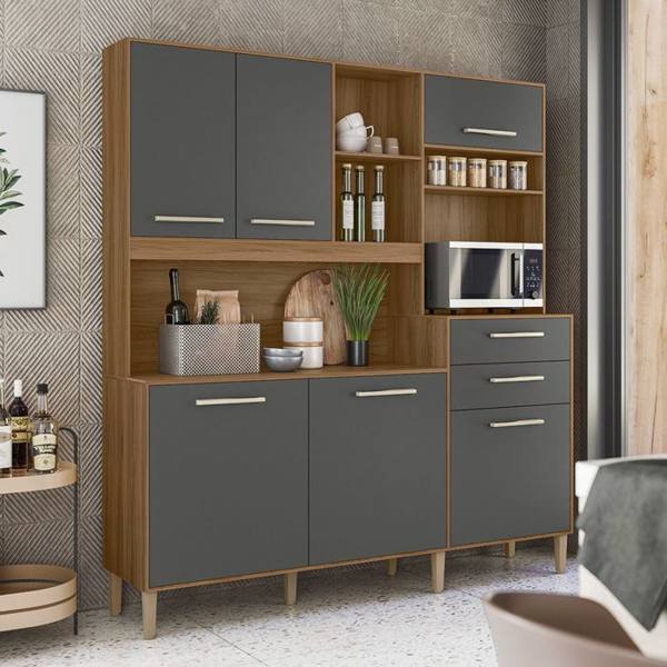 Cozinha Compacta 6 Portas 2 Gavetas MDP com Tampo Salsa Nicioli — Nicioli