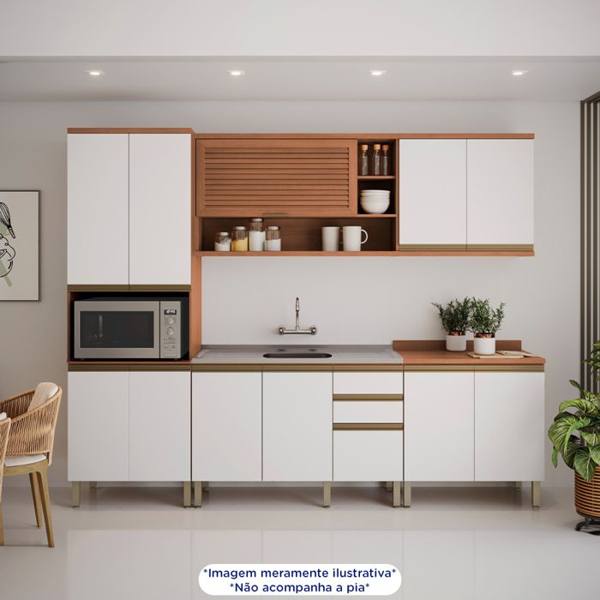 Cozinha Modulada 5 Peças 11 Portas 3 Gavetas Macadamia Telasul — Telasul