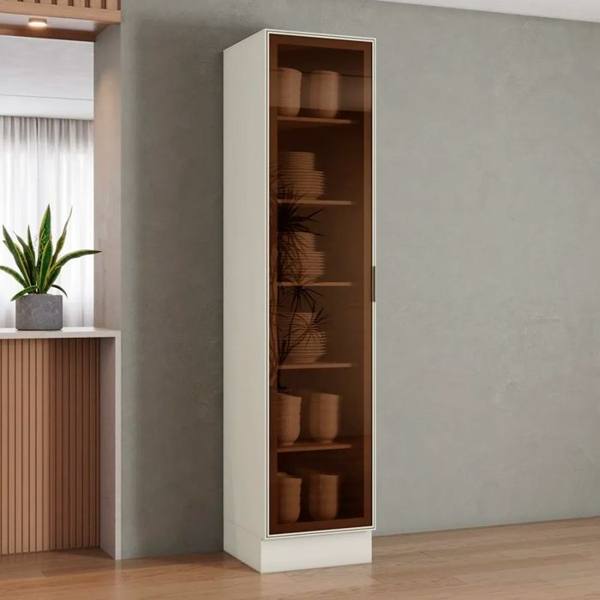 Cristaleira 1 porta Vidro MDF com LED Fineze Henn — Henn