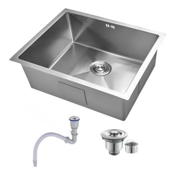 Cuba Inox Escovado Quadrada 50x40 Gourmet Com Acessórios — Sem marca