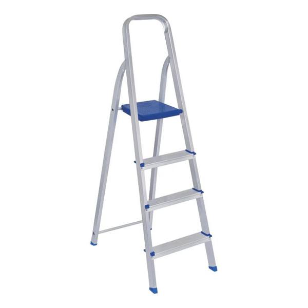 Escada Alumínio 4 Degraus Prateado/Azul — Sem marca
