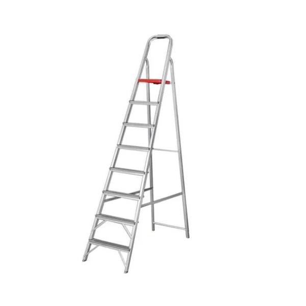 Escada Doméstica Aluminio 8 Degraus Natural 120 Kg Reisam — Reisam