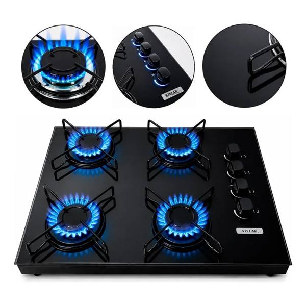 Fogão Cooktop De Mesa Portátil A Gás 4 Bocas Euro Stelar — Sem marca