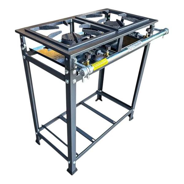 Fogão Industrial 2 Bocas Alta Pressão 30x30 Ferro Fundido — Sem marca