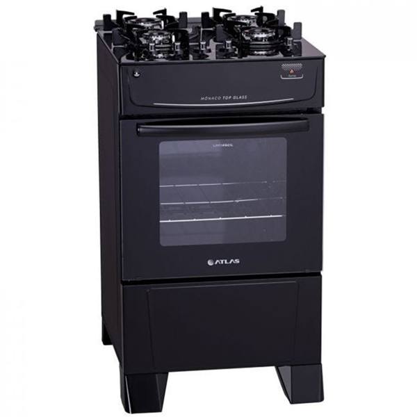 Fogão Atlas 4 Bocas Mônaco Top Glass Automático Mesa de Vidro Forno 50L — Atlas