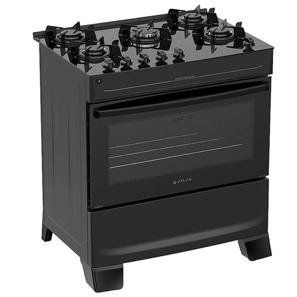 Fogão Atlas 5 Bocas Mônaco Top Glass Automático Mesa de Vidro — Atlas