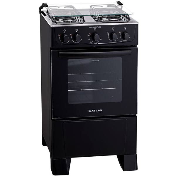 Fogão Atlas Coliseum Plus 4 Bocas Acendimento Manual Mesa de Inox Forno 50L — Atlas