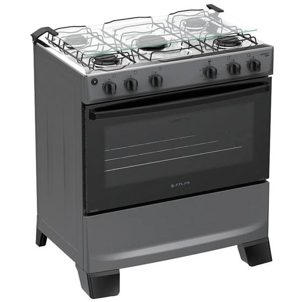 Fogão Atlas Mônaco Plus 5 Bocas Automático Mesa de Inox Forno — Atlas