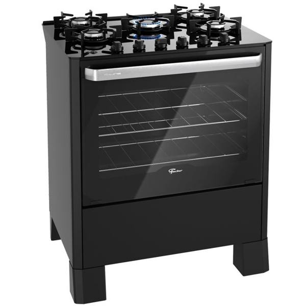 Fogão Fischer Fit Line 5 Bocas Automático Mesa de Vidro — Fischer