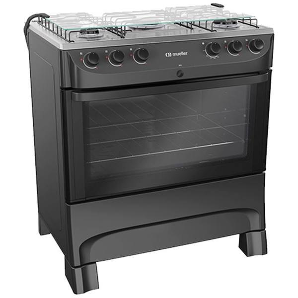Fogão Mueller 5 Bocas MFI5BB Automático Mesa de Inox Forno 81,6L — Mueller