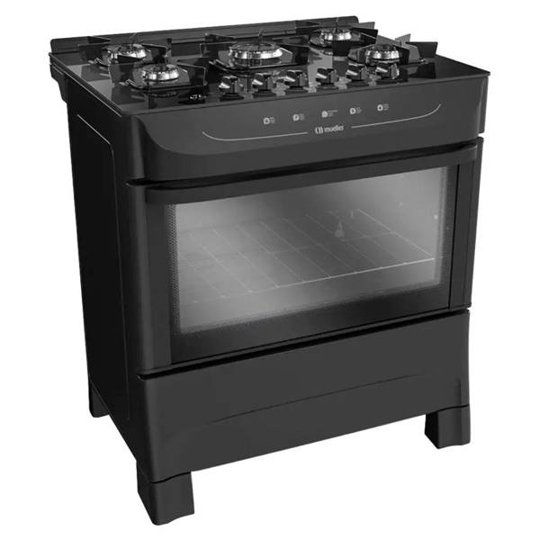 Fogão Mueller MFV5BB 5 Bocas Automático Mesa de Vidro Temperado com Ultra Chama — Mueller