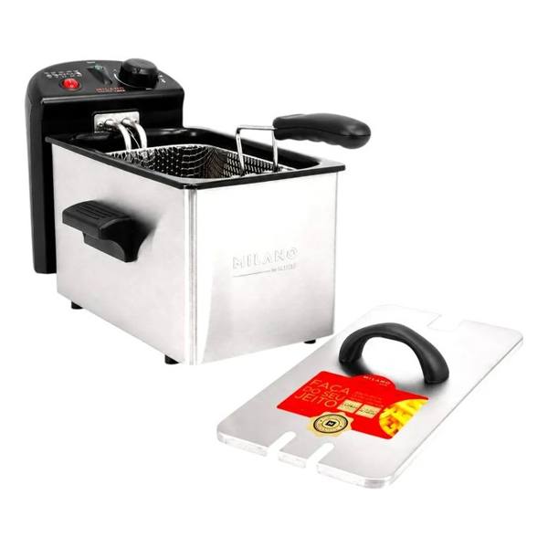 Fritadeira Elétrica Com Tampa Milano 3 Litros Inox — Sem marca