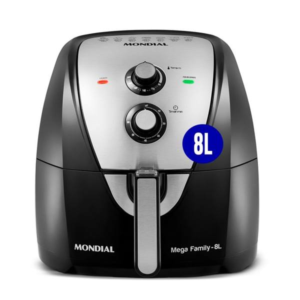 Fritadeira Elétrica Air Fryer Mondial Mega Family AFN-80-BI 8L 1900W Timer — Mondial