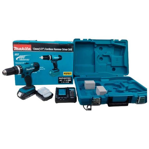 Furadeira e Parafusadeira Impacto Makita 2 Baterias 18V Maleta DHP453Y001 — Makita