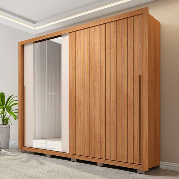 Guarda-Roupa Casal 2 Portas Correr 6 Gavetas Espelho Movimente Lux Caemmun — Caemmun