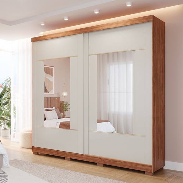 Guarda-Roupa Casal 2 Portas de Correr 4 Gavetas Olivia Panan — Panan
