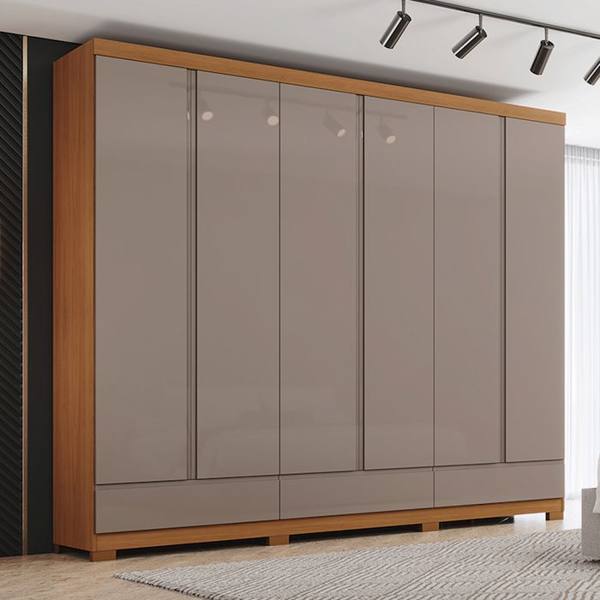 Guarda-Roupa Casal 6 Portas Bater 9 Gavetas Henn Imperial Roupeiro — Henn