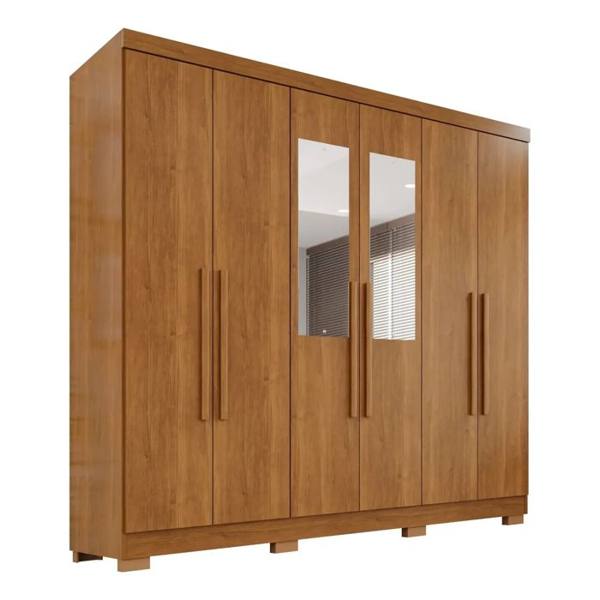 Guarda-roupa Casal Com Espelho 6 Portas 2 Gavetas França — Sem marca