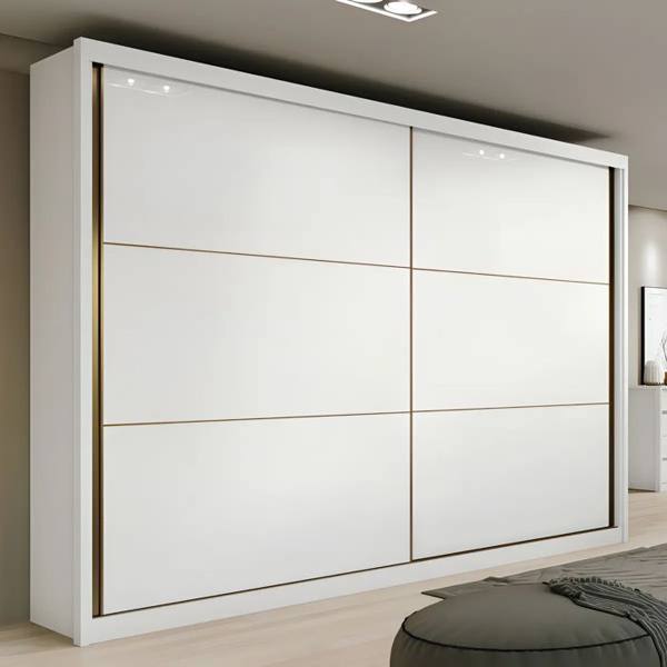 Guarda-roupa Casal MDF 2 Portas Corrediças Branco 6 Gavetas Móveis Lopas — Lopas
