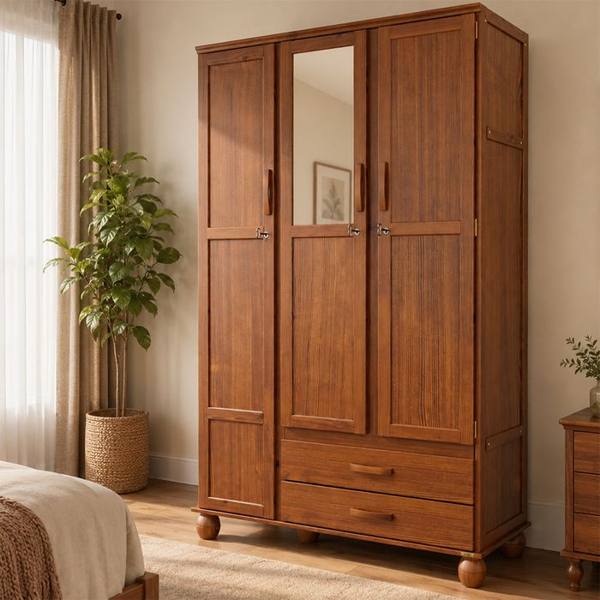 Guarda-Roupa Solteiro 3 Portas Bater 2 Gavetas Clean Serpil Roupeiro — Serpil