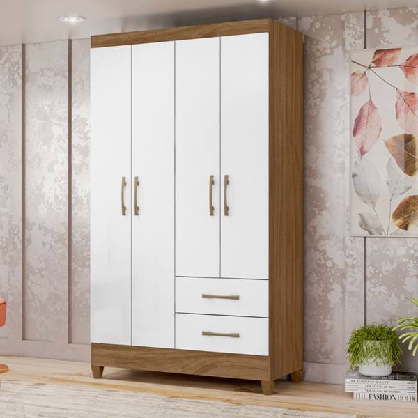 Guarda-Roupa Solteiro 4 Portas Bater 2 Gavetas Chile Moval — Moval