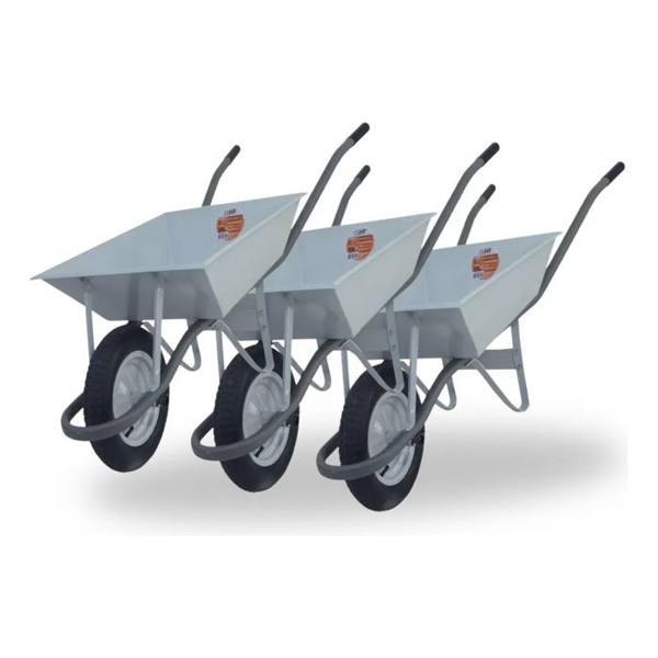 Kit 3 Carrinhos De Mão Chapa 20 Reforçado Obra Carga 125kg — Sem marca