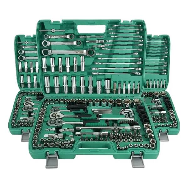 Kit Jogo De Ferramentas Com Soquetes 151 Peças De Aço Crv Verde — Sem marca