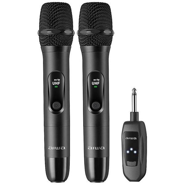 Microfone AIWA AWS-MIC-01 Dinâmico Duplo Sem Fio — Aiwa