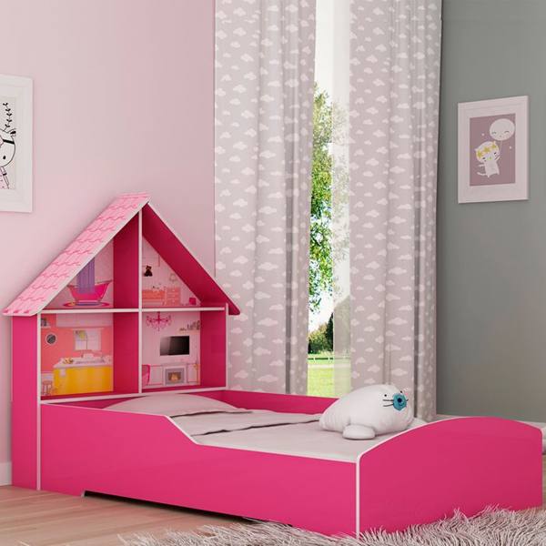 Mini-cama Infatil Casinha Gelius Proteção Lateral e Cabeceira Casinha — Gelius