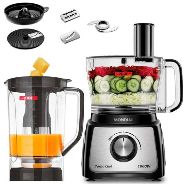 Multiprocessador Mondial Turbo Chef 7 em 1 2 Velocidades 1000W MPN-01-BE — Mondial
