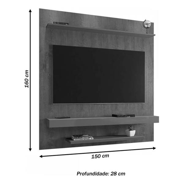 Painel Para Tv Até 60 Polegadas Leme 2 Prateleiras Cor Marrom-escuro — Sem marca