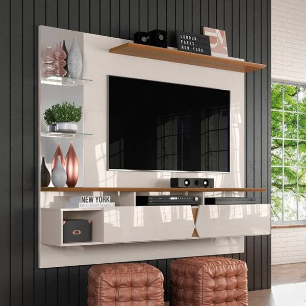 Painel para TV até 55" com Espelho e Prateleiras Intense Lukaliam — Lukaliam
