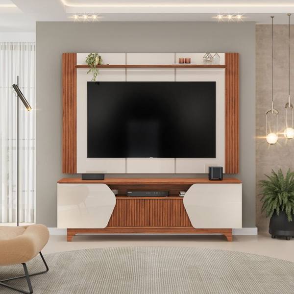 Rack com Painel para TVs até 75" MDF MDP 4 Portas Helo DJ Móveis — Dj Móveis