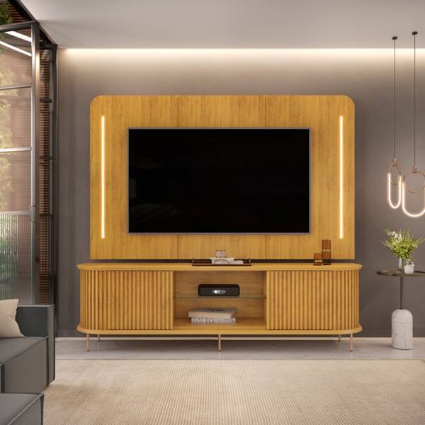 Rank com Painel para TVs até 75" MDF 2 Portas Atlas DJ Móveis — Dj Móveis