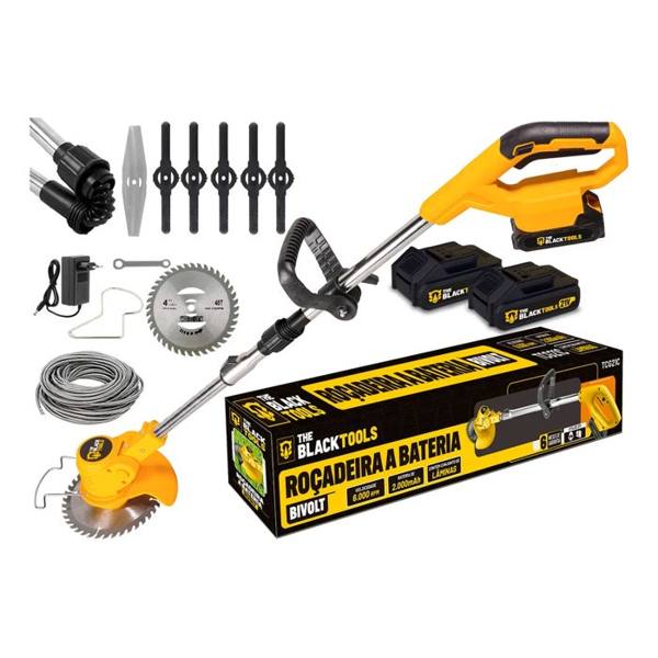Roçadeira Aparador Grama 2 Baterias Recarregável 21v 750w Profissional Com Acessórios Tcg21cx-2b The Black Tools — The Black Tools